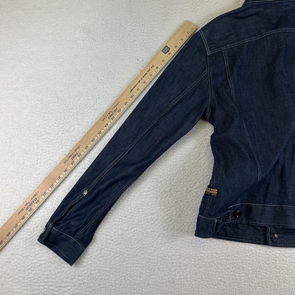 G-Star RAW Scutar Slim Jacket Mens Small Blue Denim Sustainable Workwear Button - Picture 15 of 16